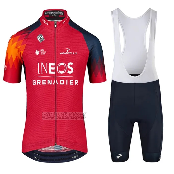 2023 Cycling Jersey Ineos Grenadiers Red Short Sleeve and Bib Short